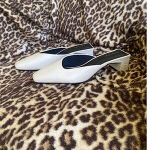 Gianni Bini Karlos Leather Snip Toe Block Heel Mules